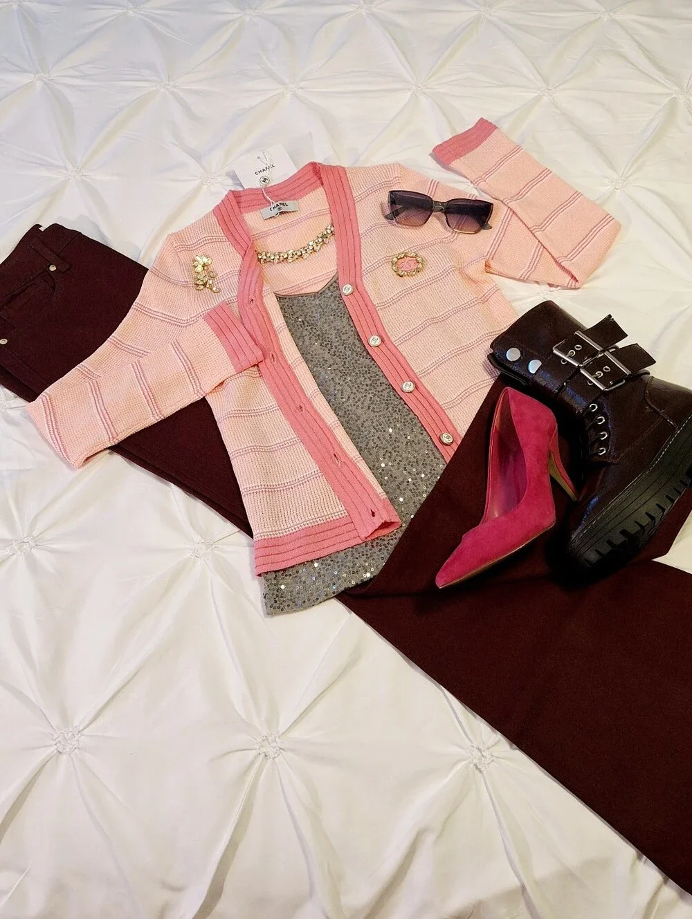 💖 CC ME @ ATTIRE and ACCESSORIES - NWT PINK STRIPE SWEATER